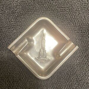 Vintage Art Deco steel ashtray, Chrysler Building 1930.